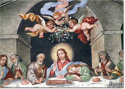 affresco dell'ultima cena presso il convento dei francescani di lequile