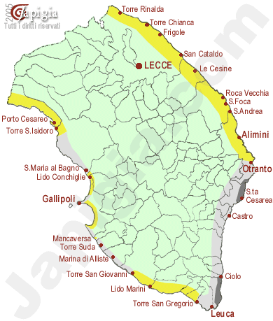 mappa delle spiagge salentine