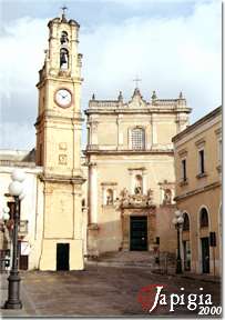 casarano, la chiesa matrice e torre dell'orologio